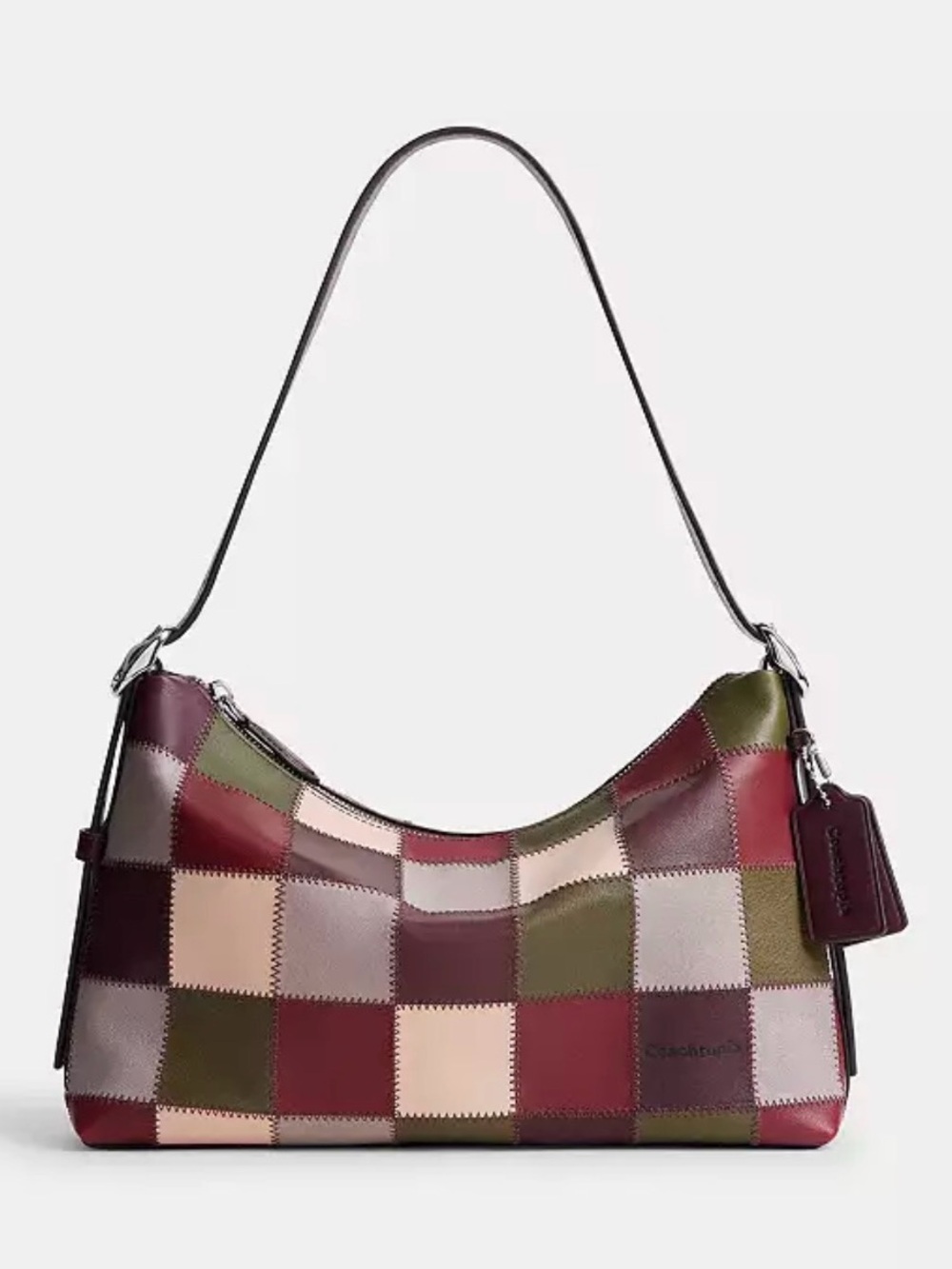 Coach Patchwork Leather Shoulder Bag in Multi Burgundy and Olive